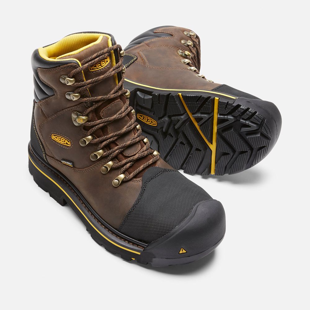 Cizme Keen Romania Barbati Maro/Negrii Milwaukee Waterproof (Steel Toe) 6729-ONRAU